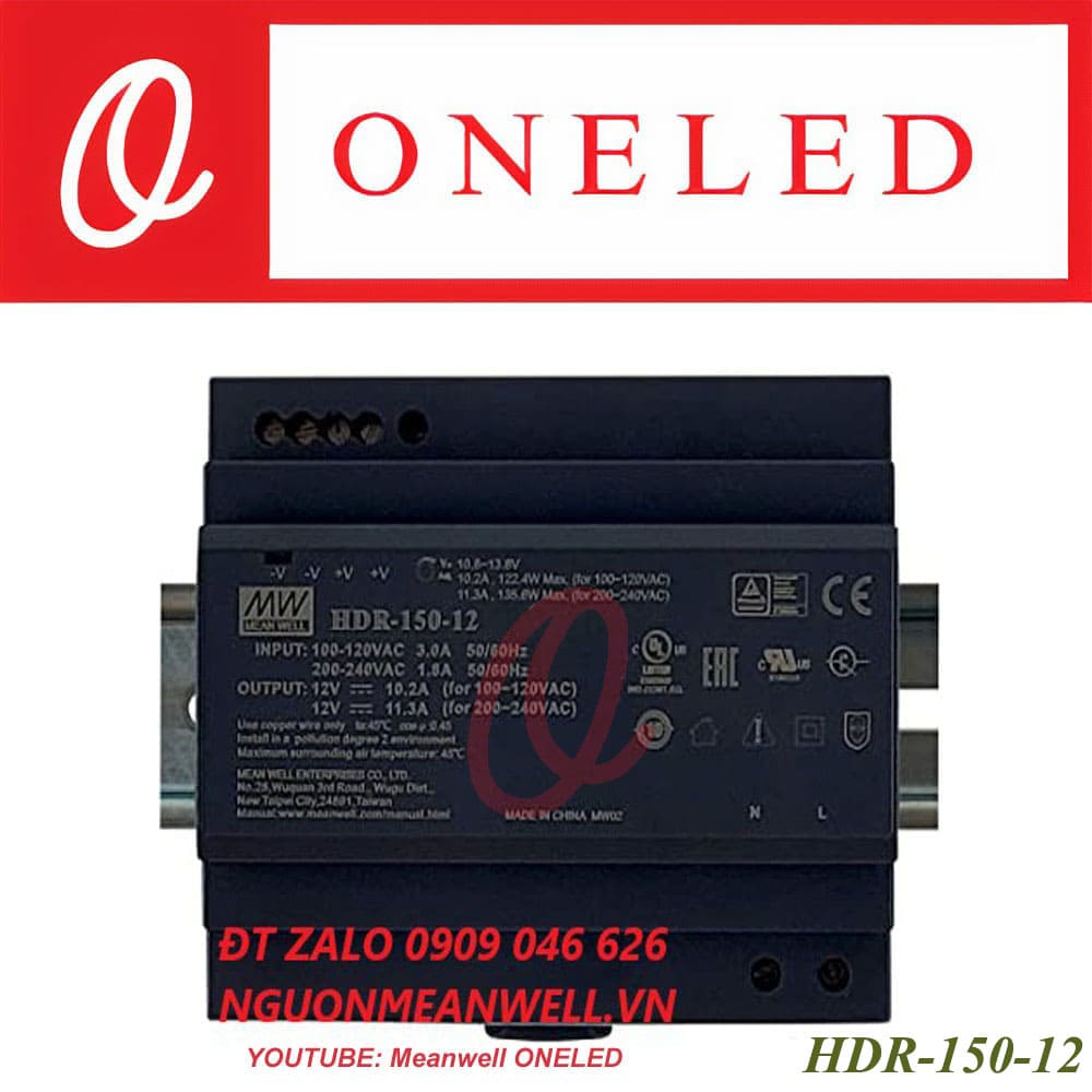 Bộ Nguồn Dạng Tĩnh HDR-150-12 - Meanwell 0909153888 OMRON